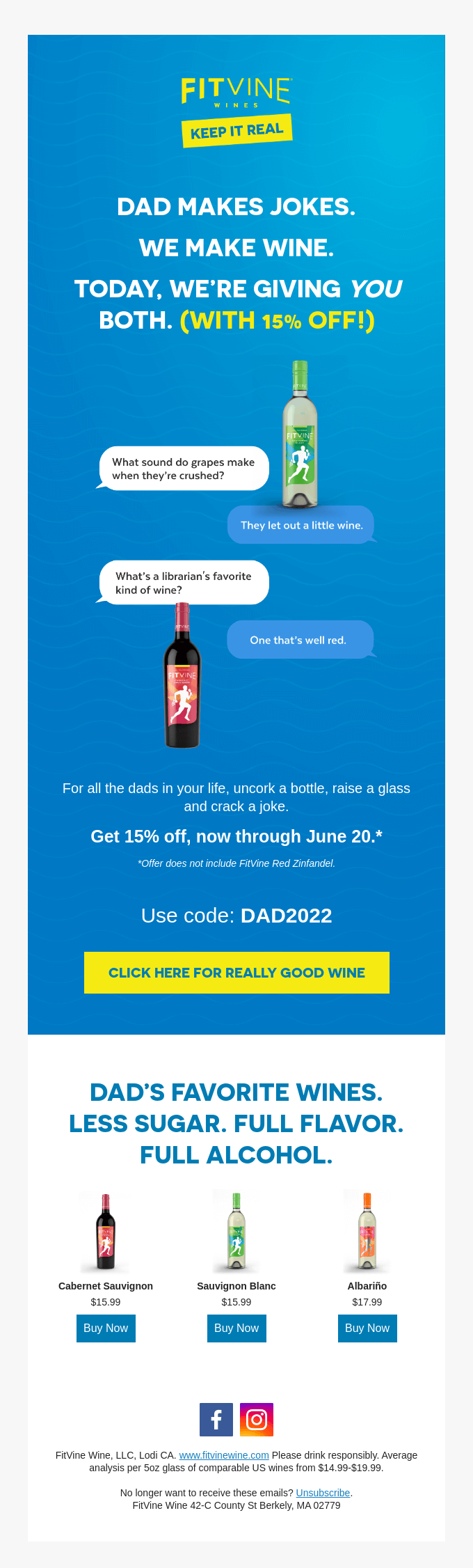 FitVine Wines' Father's Day Email