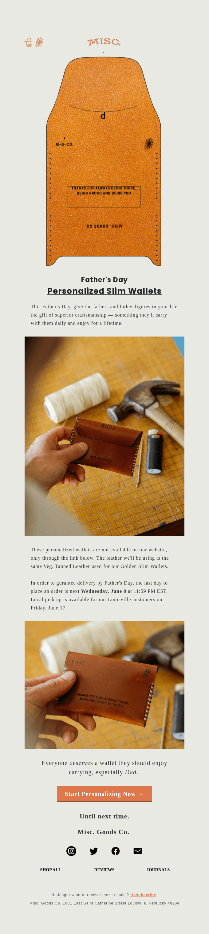 Misc. Goods Co.'s Father's Day Email