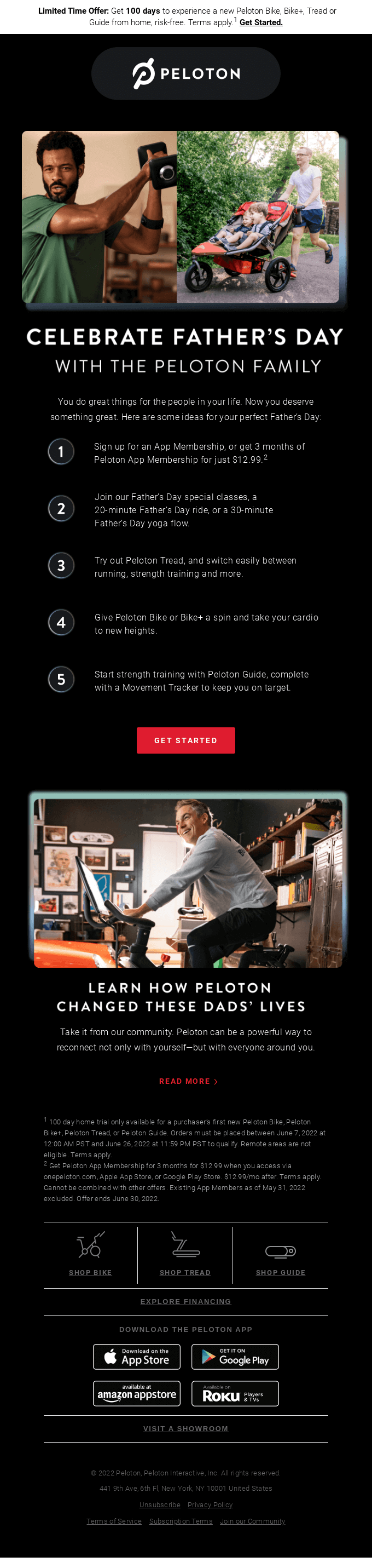 Peloton's Father's Day Email