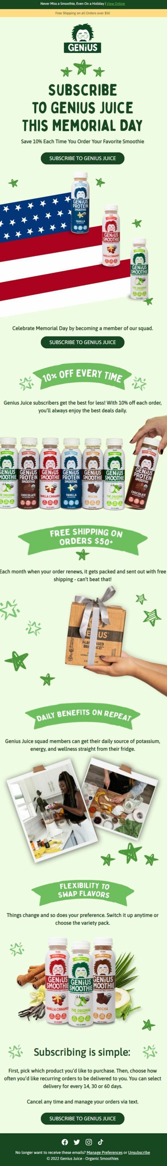 Genius Juice's Memorial Day Email