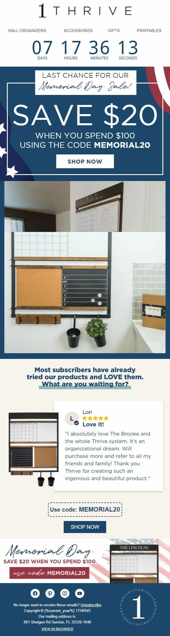 1THRIVE's Memorial Day Email