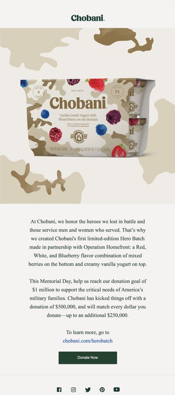 Chobani's Memorial Day Email