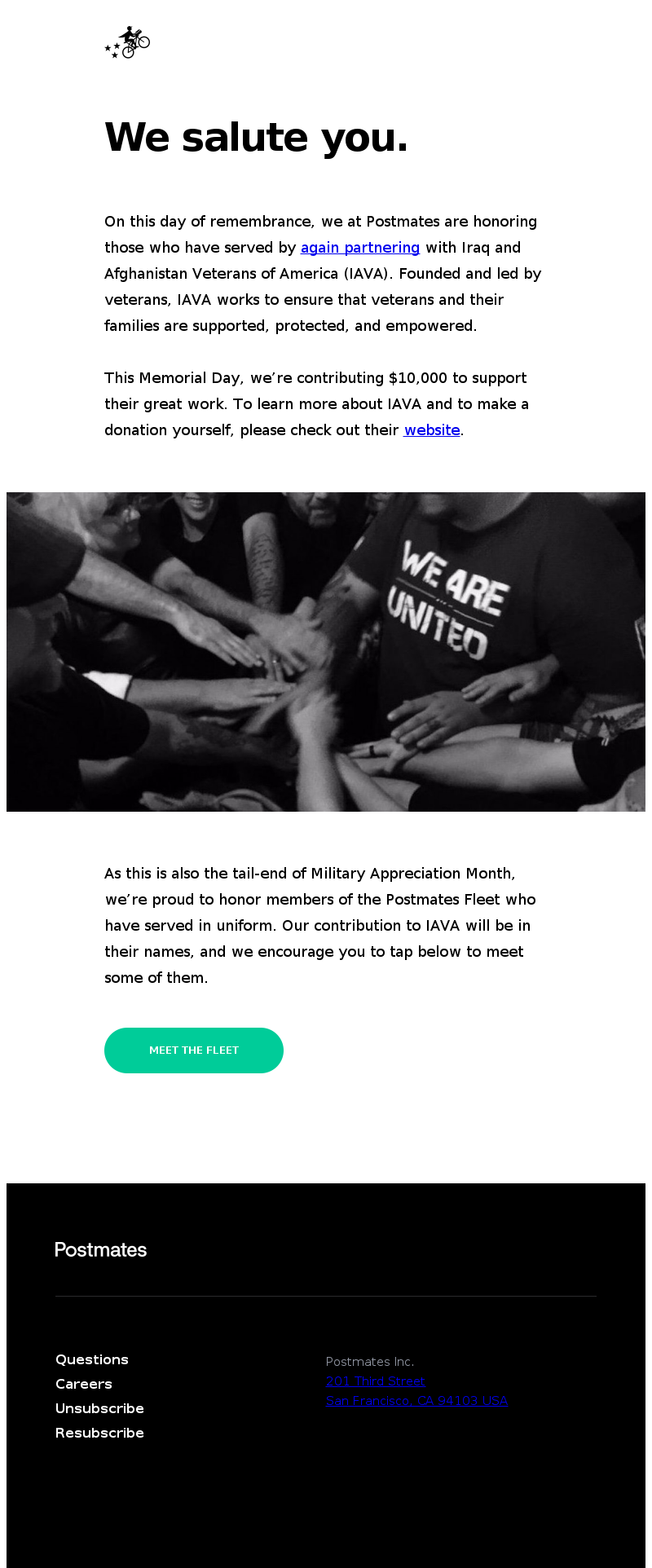 Postmates' Memorial Day Email