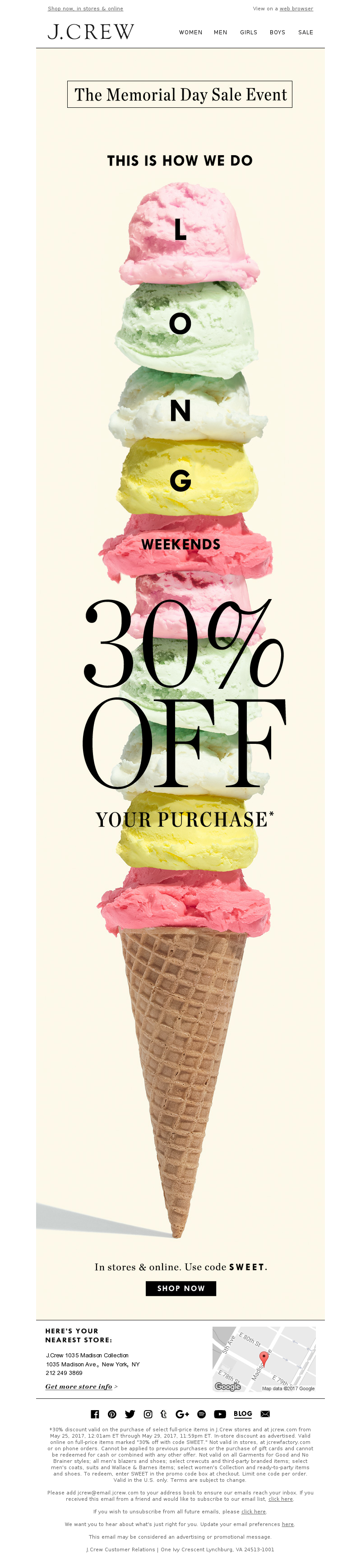J. Crew's Memorial Day Email