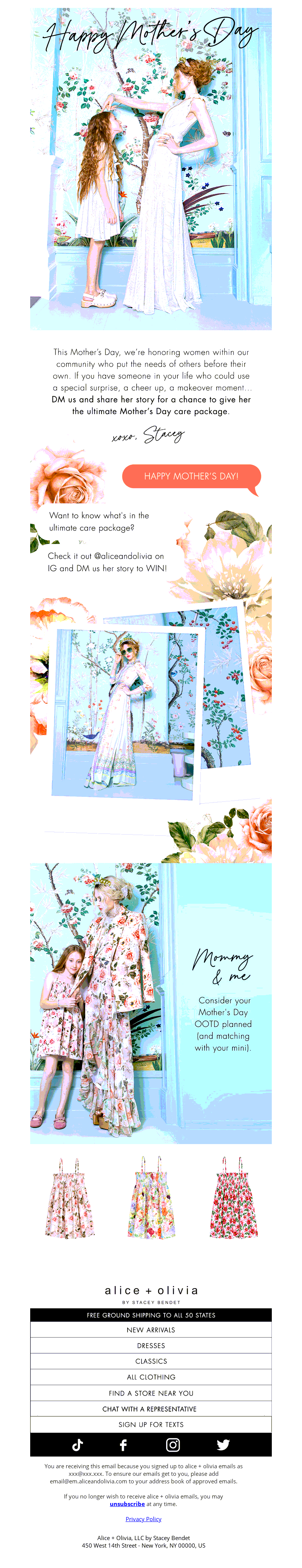 Alice + Olivia's Mother's Day Email