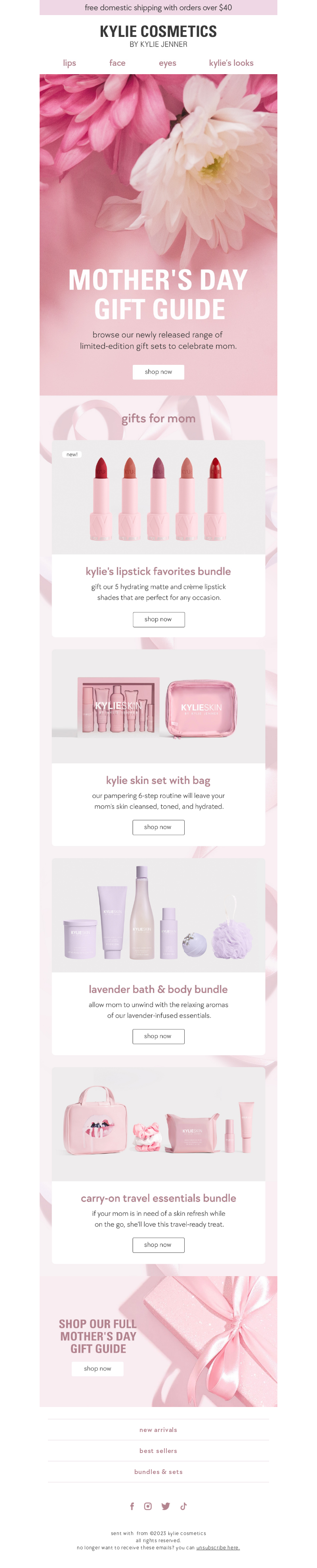 Kylie Cosmetics' Mother's Day Email