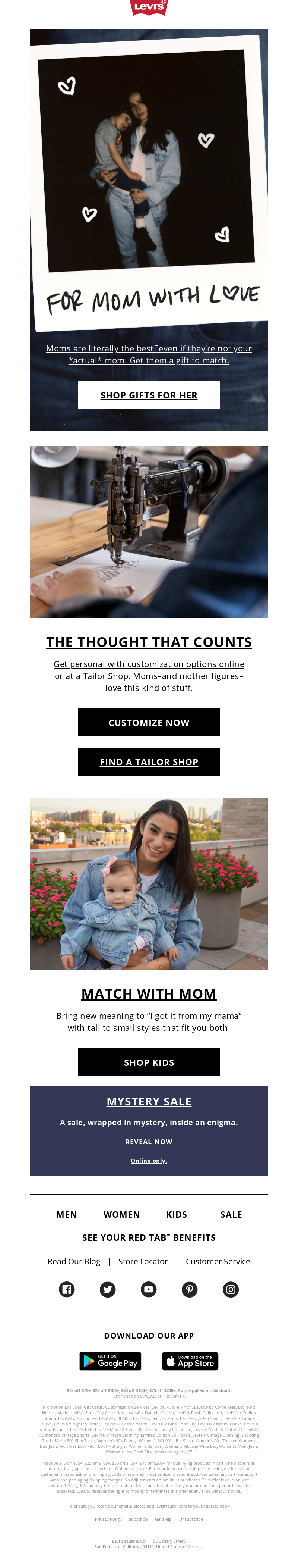 Levi's Mother's Day Email