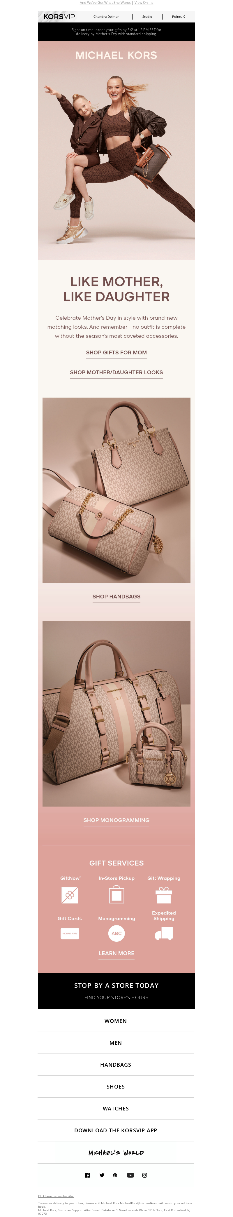 Michael Kors' Mother's Day Email