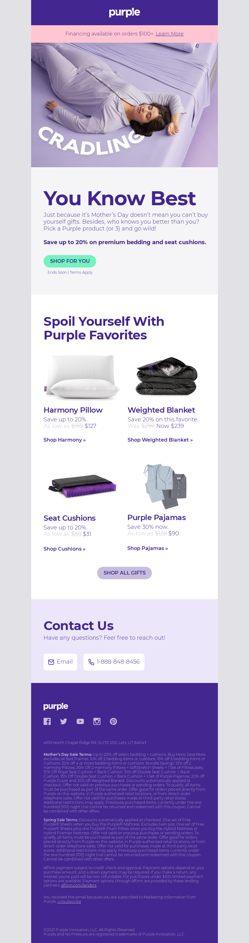 Purple's Mother's Day Email